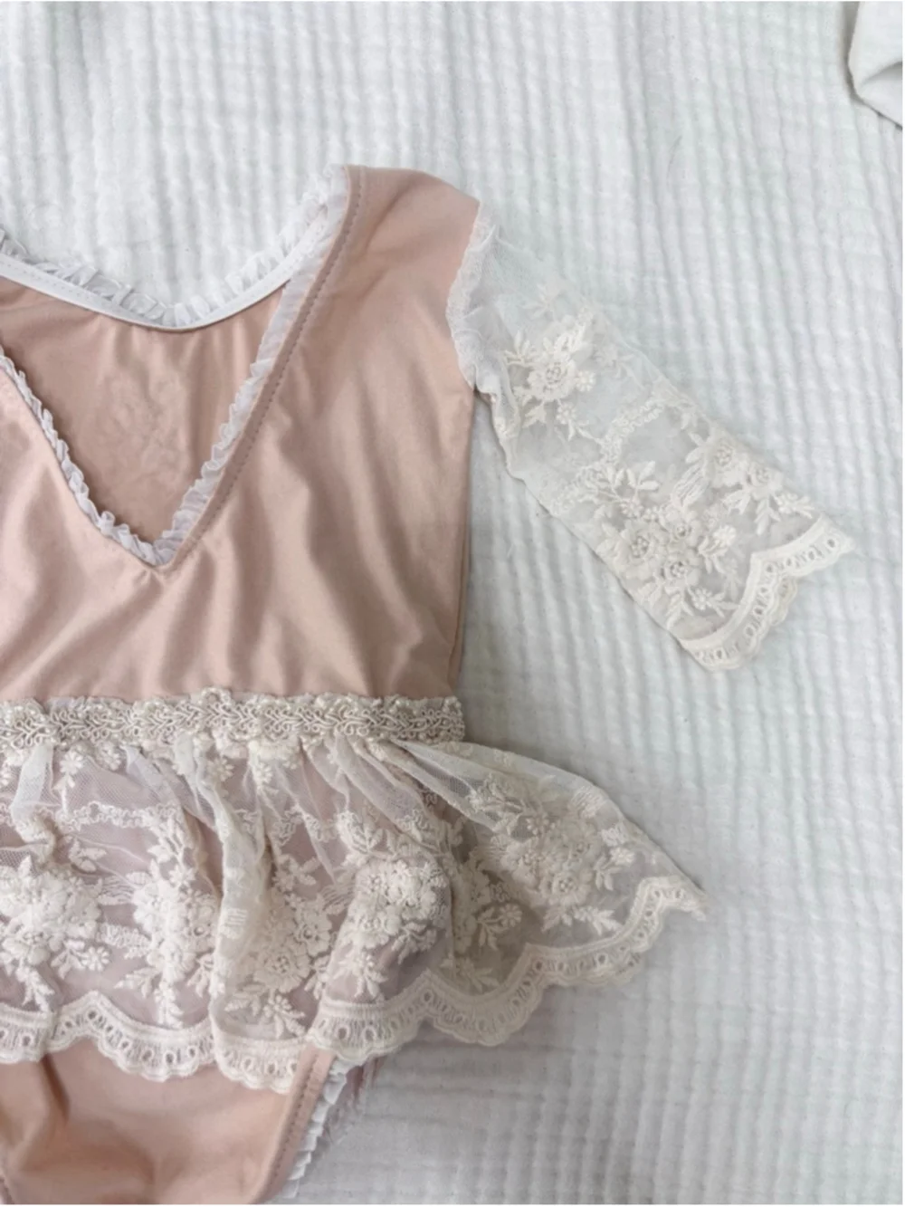 Baby Unbranded Pink & Cream Lace Ballet core Bodysuit One Size